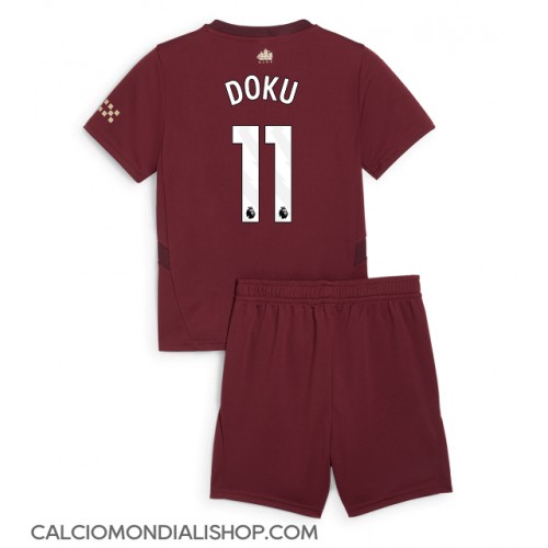 Maglie da calcio Manchester City Jeremy Doku #11 Terza Maglia Bambino 2024-25 Manica Corta (+ Pantaloni corti)